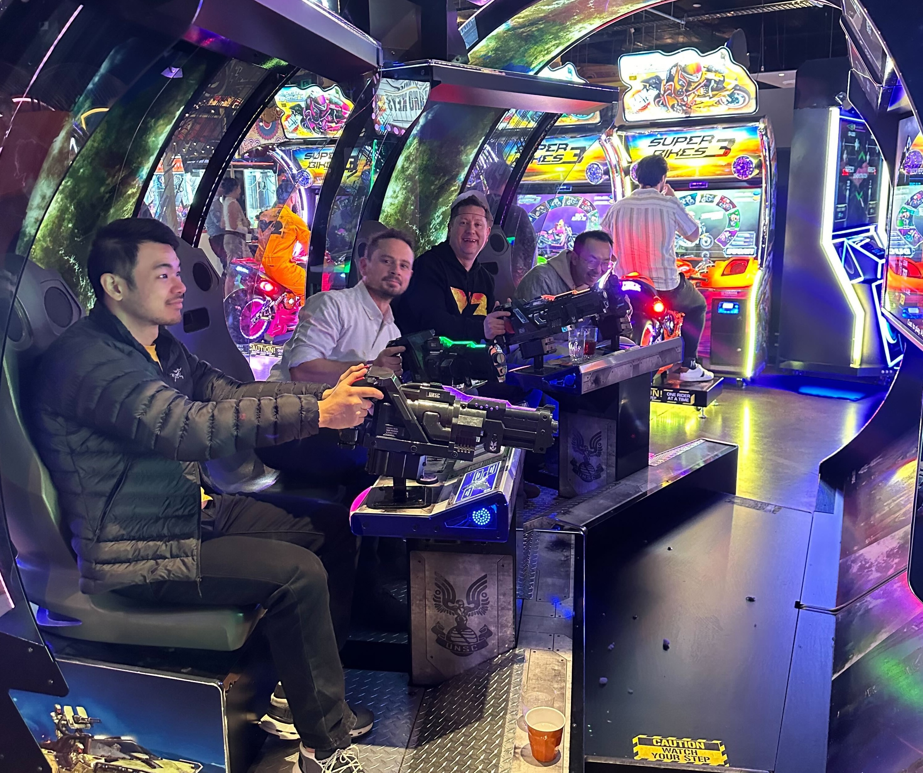 V2 Team playing games for V2's first birthday